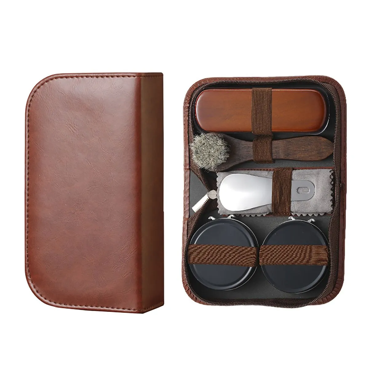 7-Piece Leather Shoe Care Kit with Horsehair Brush