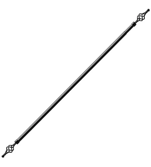 2M Expandable Curtain Rod With Twisted Cage - Black