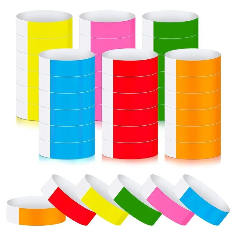 600 Pcs 6 colors Paper Ticket Wristbands Hand Bands