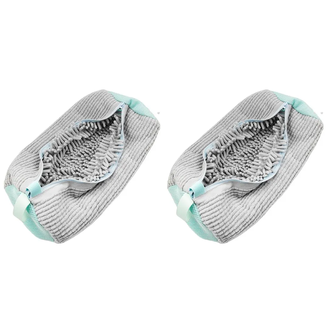 Two Reusable Shoe Bags For Washing Shoes With Zippers
