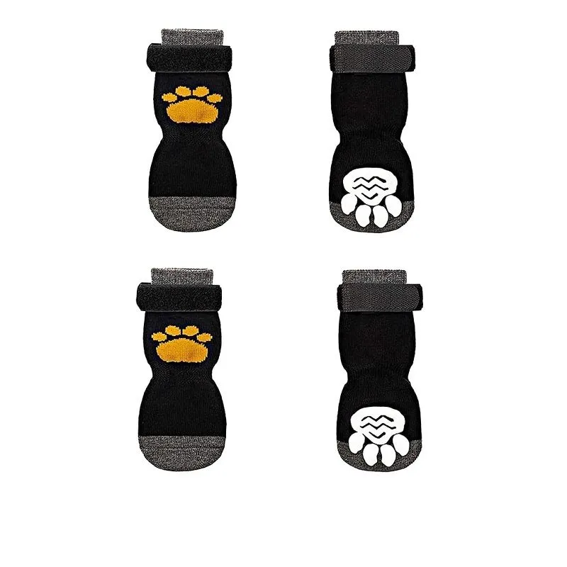 4 Pack Dog Socks Non-Slip Adjustable Warm Pet Paw Protectors - M Daily Care