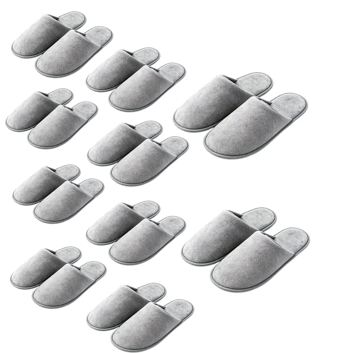 10 Pairs Grey Disposable Slippers Non Slip For Hotel Guest Spa Home Travel