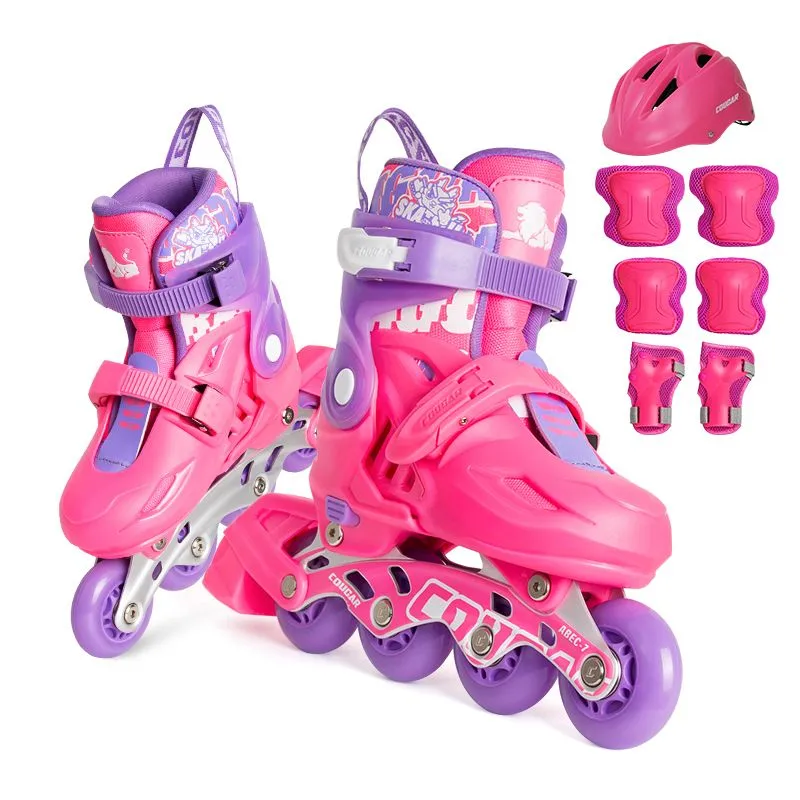 Cougar Kids Inline Skates + Protective Gear and Helmet Combo
