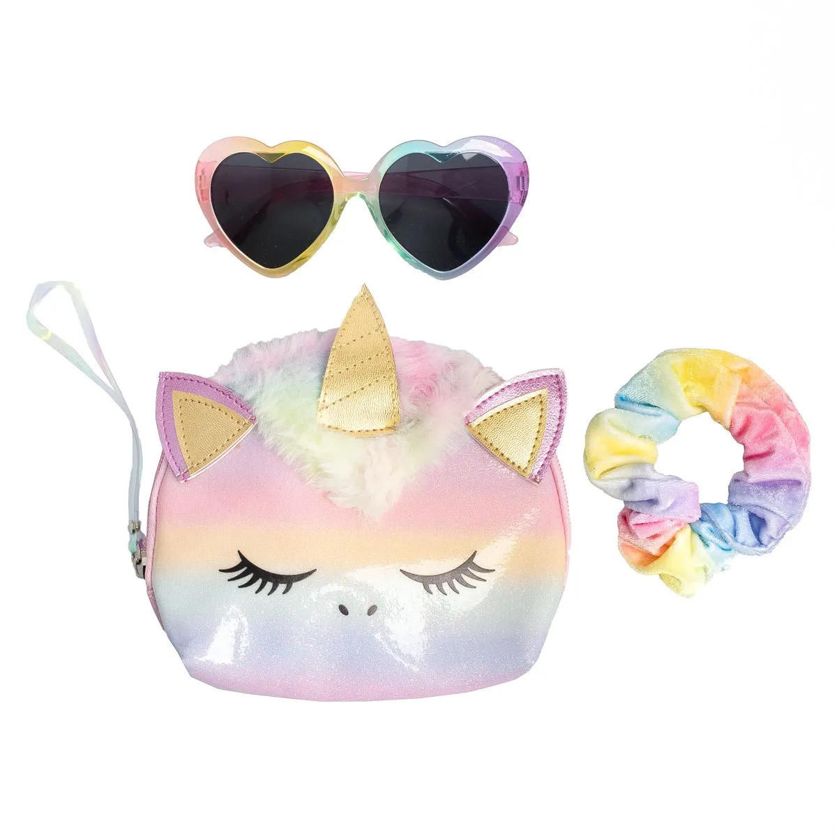 SQUIGGLE Kids UV-400 Sunglasses, Pouch & Scrunchie Set ,Stylish, Fun - Pink