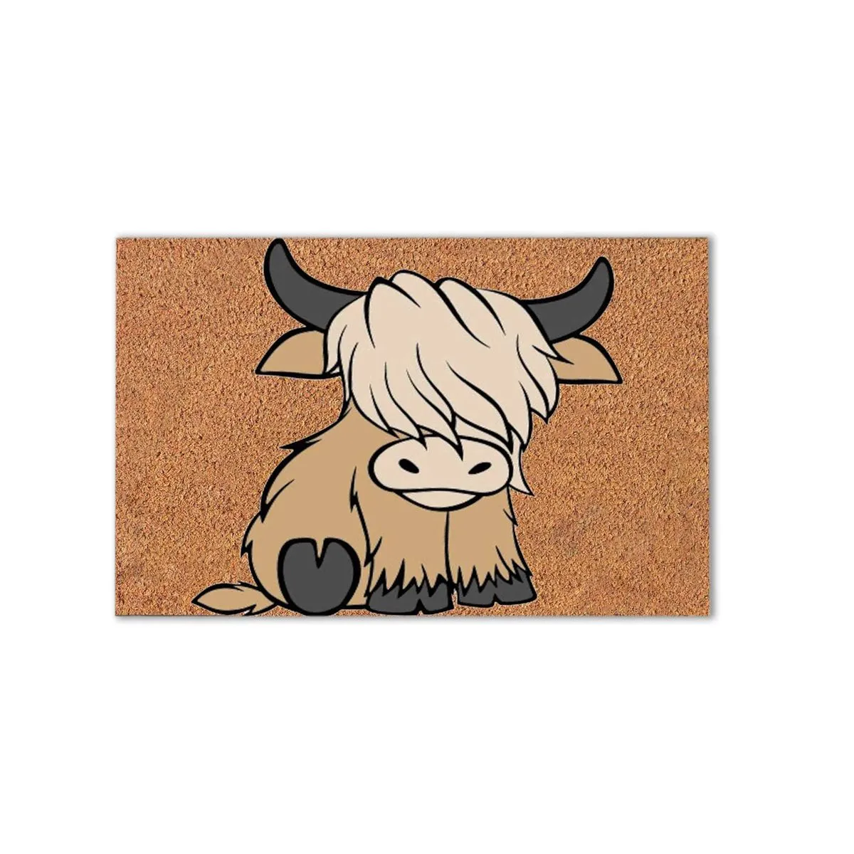 Happy Doormat Non-Slip Highland Cow Design compatible with Indoor Outdoor