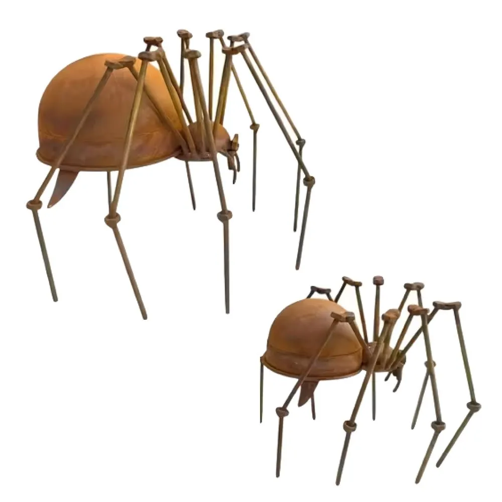 Garden Decor Vintage Rustic Iron Spider Ornaments Set of 2