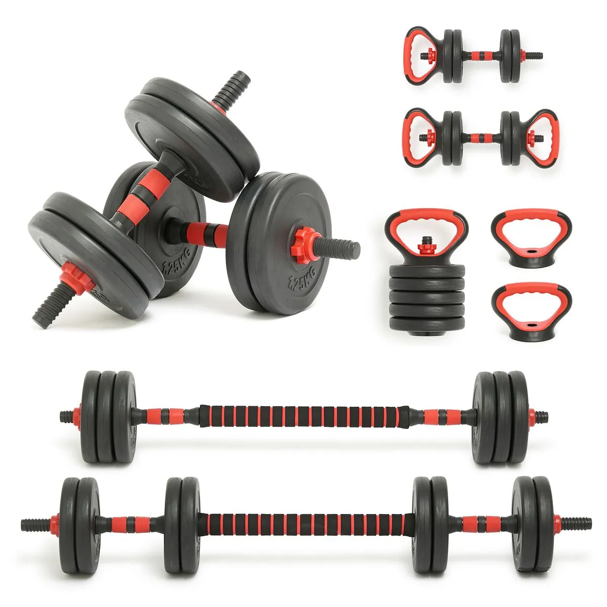 GetUp 4-in-1 Adjustable Weight Set (Barbell, Dumbbell Kettlebell and Push-Up Handle) - Various Sizes