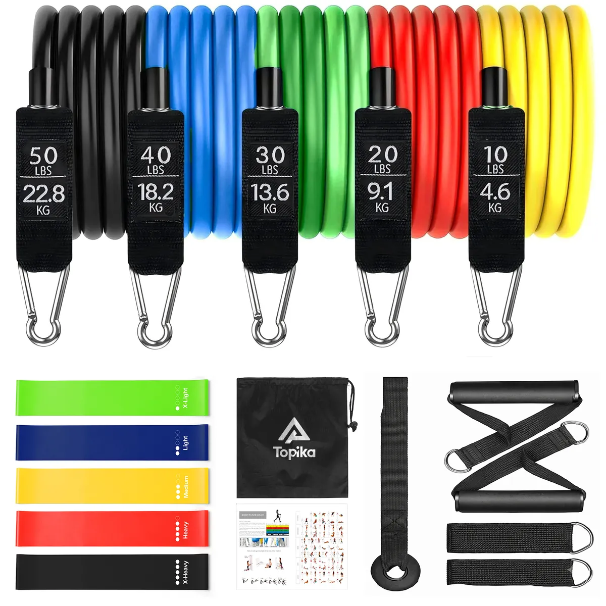 Topika - Resistance Bands Set - Exercise Bands Workout Bands with Handle