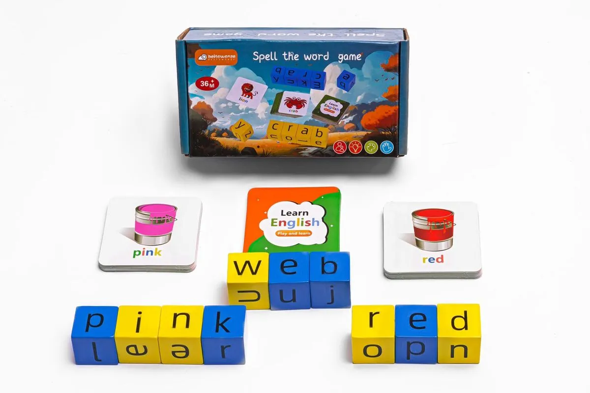 Children Spell Word Flash Cards Game With Letter Rubik's Cube