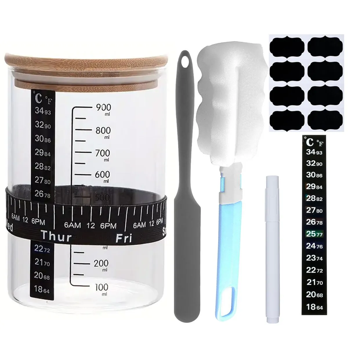 1000ml Sourdough Starter Jar Kit Reusable Bread Baking Supplies