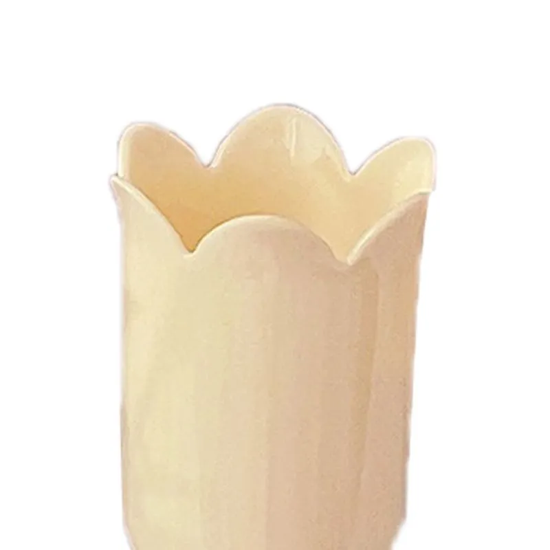 Tulip Shape Pen Holder Large Capacity Vintage Style Pencil Organizer Yellow