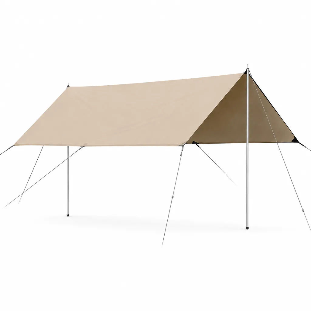 Camping Tarp with Poles and Ropes Beige for Outdoor Shelter