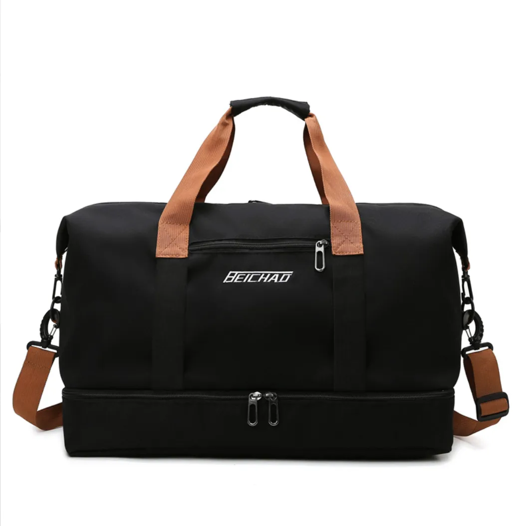 1PC Travel Gym Bag Short-distance Luggage Portable Fitness Handbags Duffle - Black