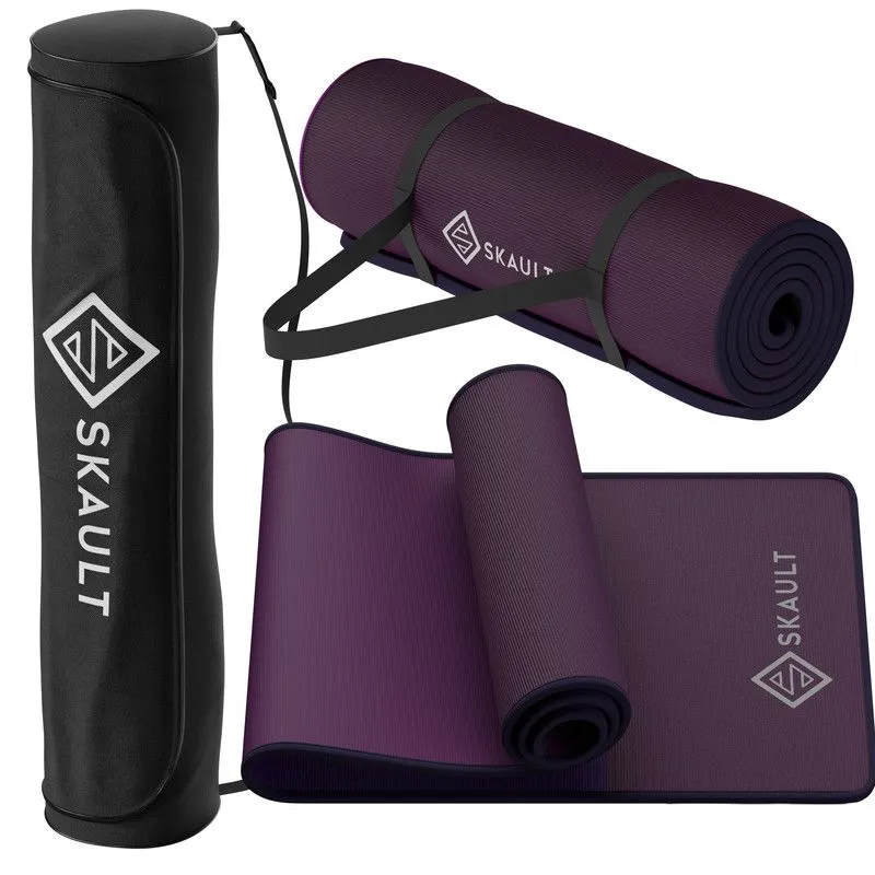 SKAULT - Premium Thick High Density, Anti-Tear 10mm Yoga Exercise - Boysenberry