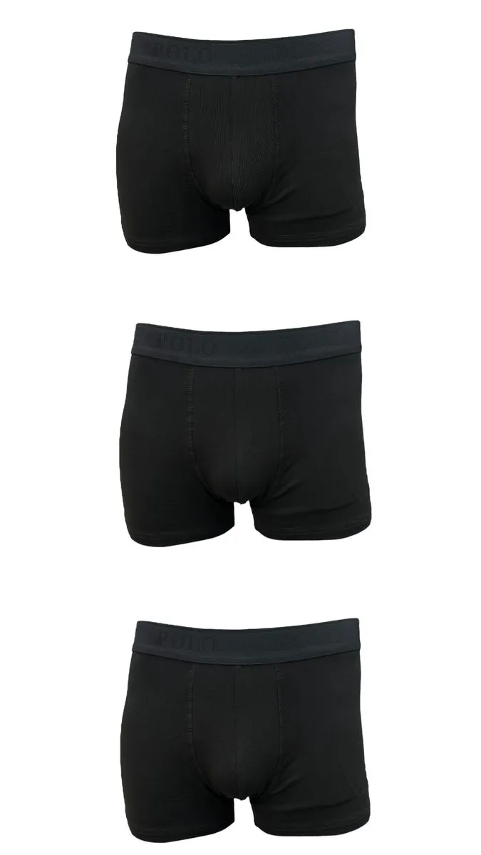 Polo Men's Knitted Boxers Black Cotton - 3 Pack