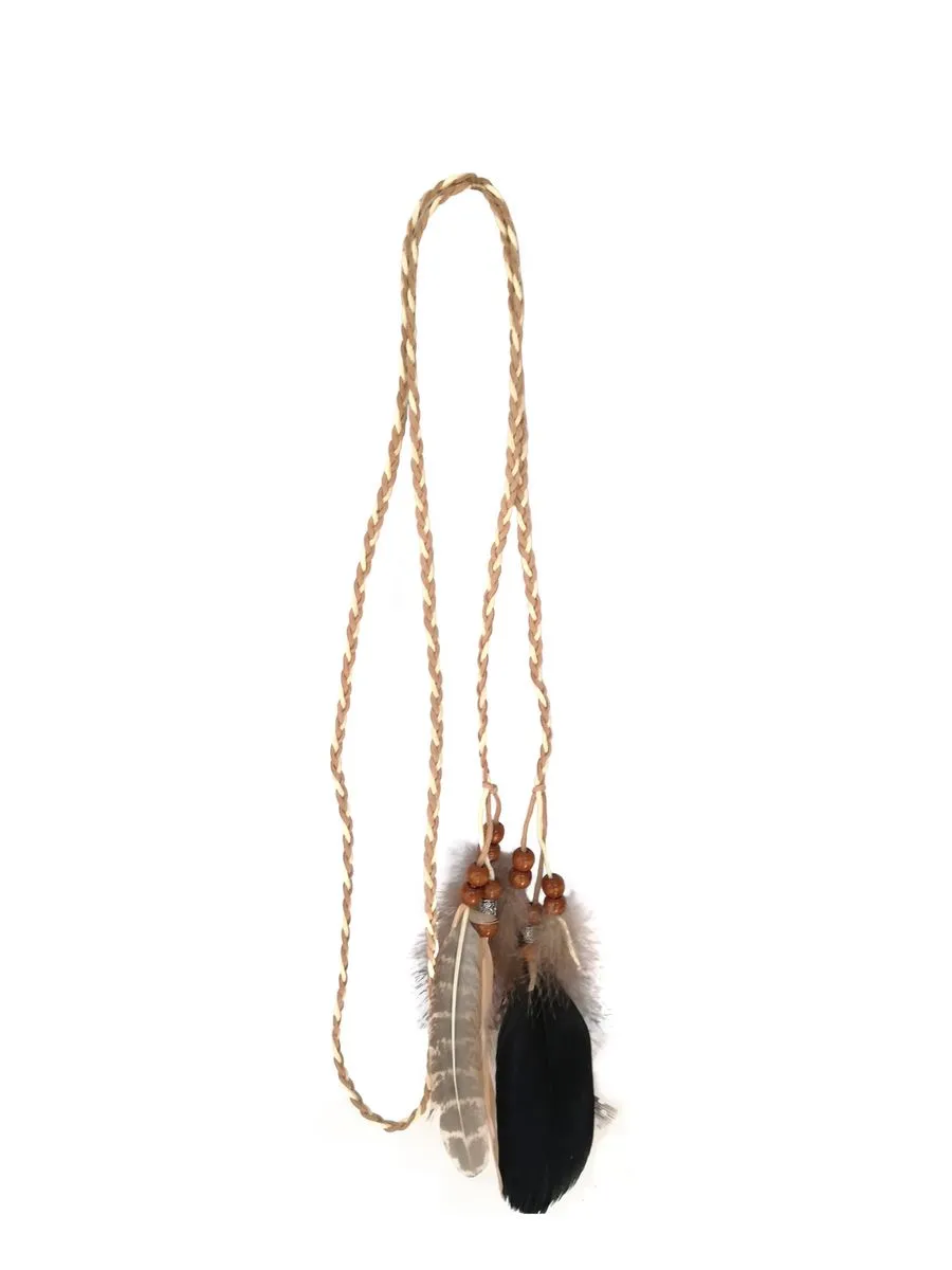 Bohemian Feather Wrap Around Headband Natural Mix