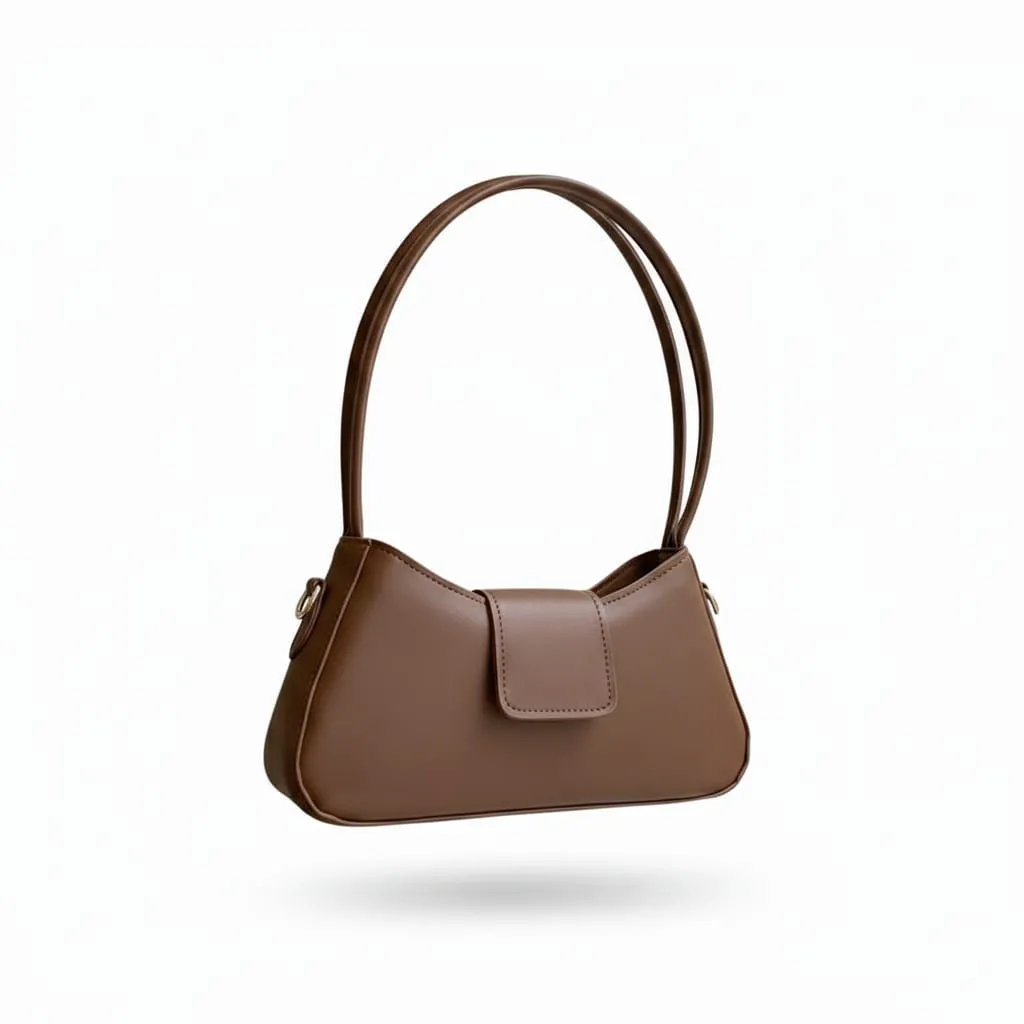 Small Handbag Women's Stylish Shoulder Bag PU Fashion Cute Clutch Bag - Brown