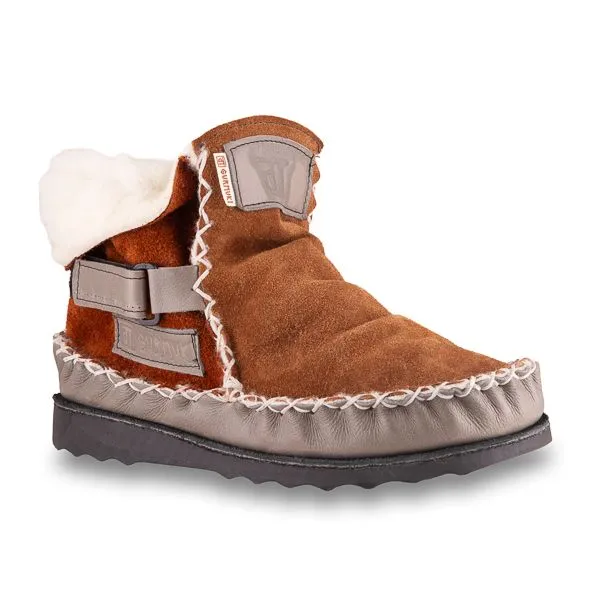 Gurmuki MEN'S Sheepskin Wool Ankle Boots - STRAP BROWN