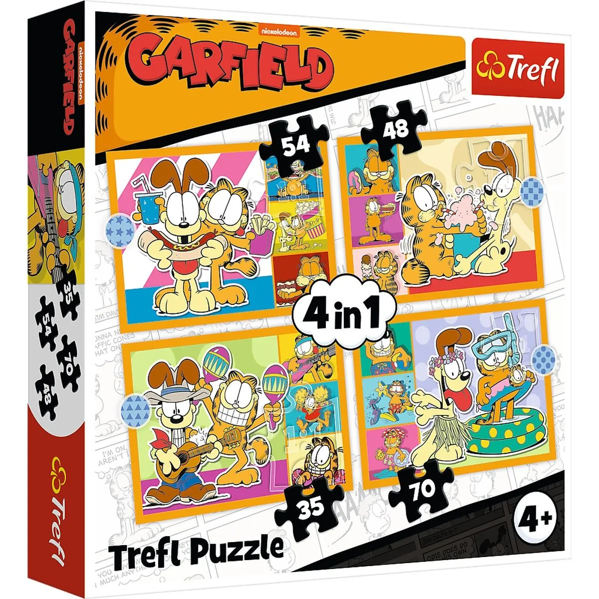 Puzzles - "4in1" - Garfield loves lasagna, Viacom Garfield FSC Mix 70%
