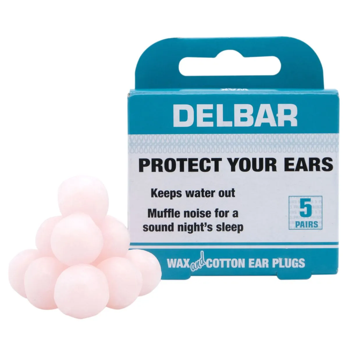 Delbar Wax & Cotton Ear Plugs - 5 Pairs