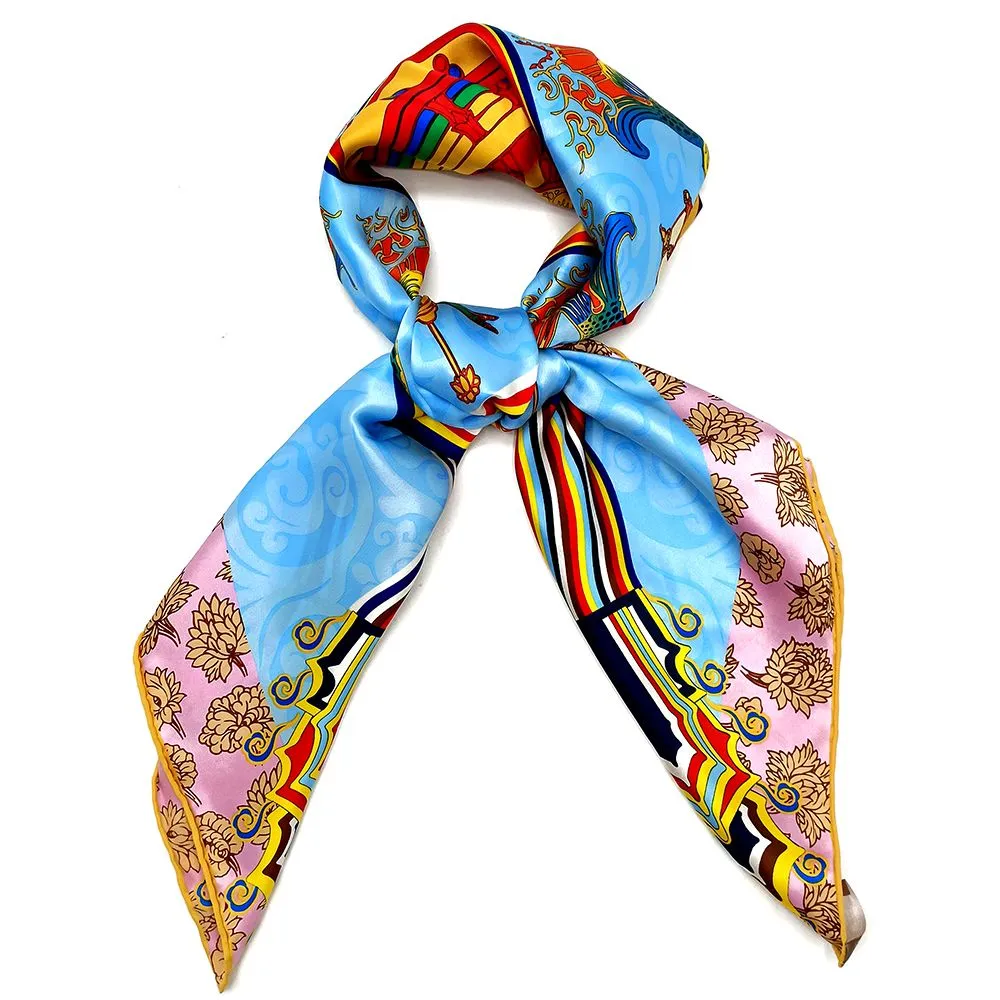 Designer Soft Silk Scarf/Shawl - Lightweight Women's Blue Wrap, All Seasons