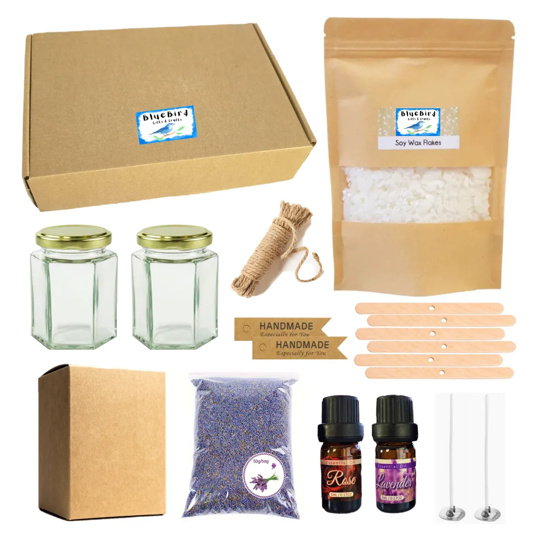 DIY Soy Candle Kit Glass Jars and Accessories Arts & Crafts Gift BlueBird