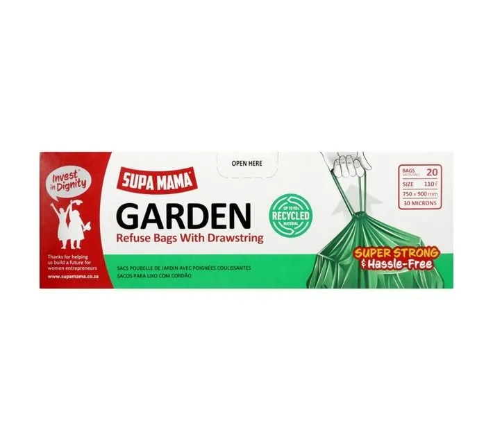 Garden Drawstring Refuse Bags - Green (750 x 900mm)