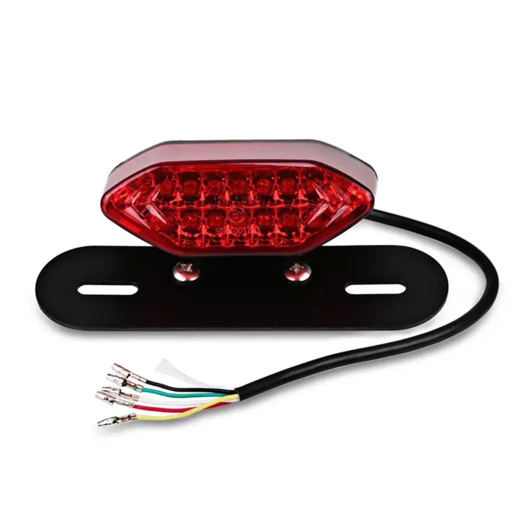 Motorcycle LED Taillight - Number Plate Holder, Indicators and Brake Light - Red
