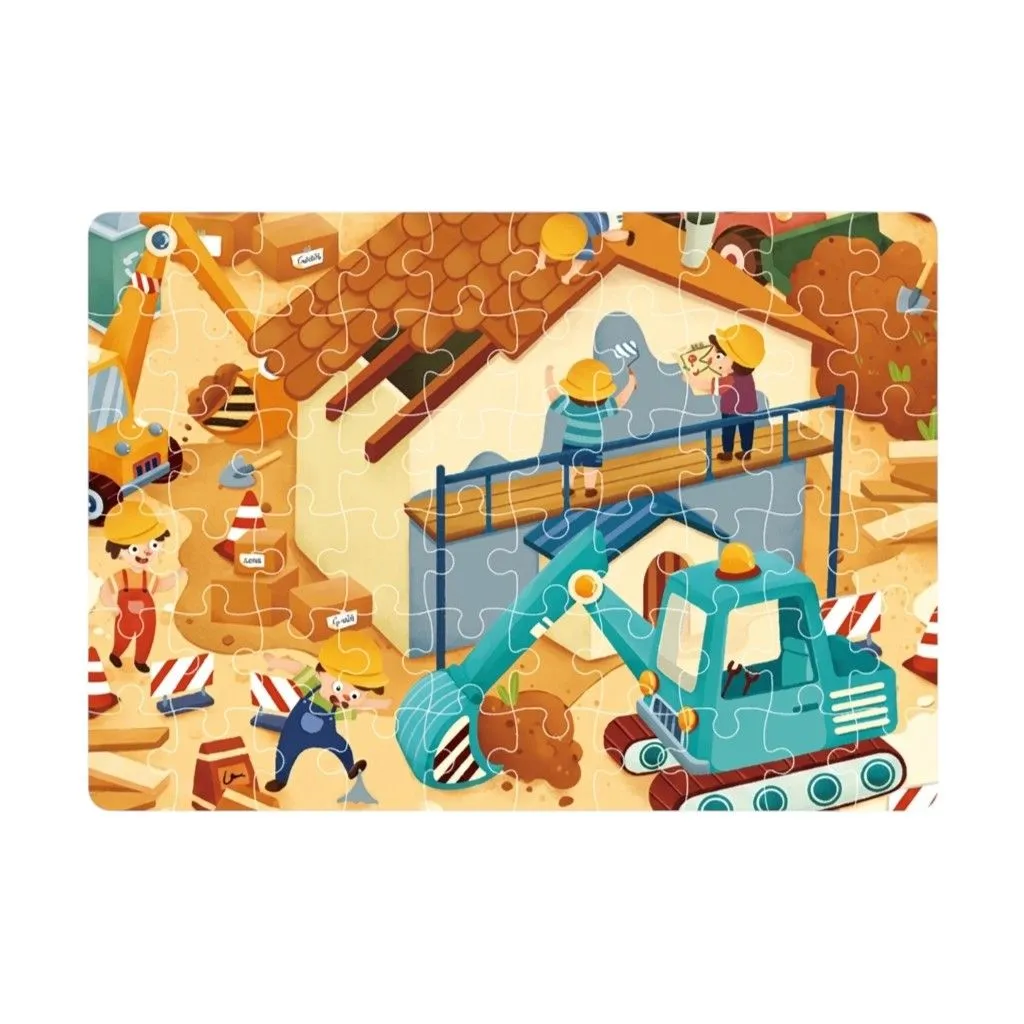 60 Piece - Construction Site Jigsaw Puzzle For Ages 3+ - Yellow