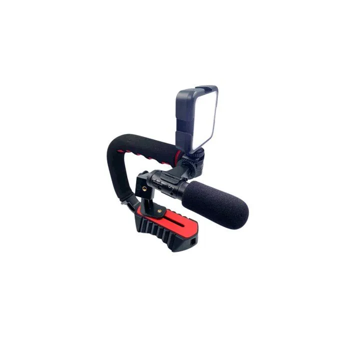 3 in 1 Vlogging Live Broadcast  LED Selfie Light Rig Kit with Microphone
