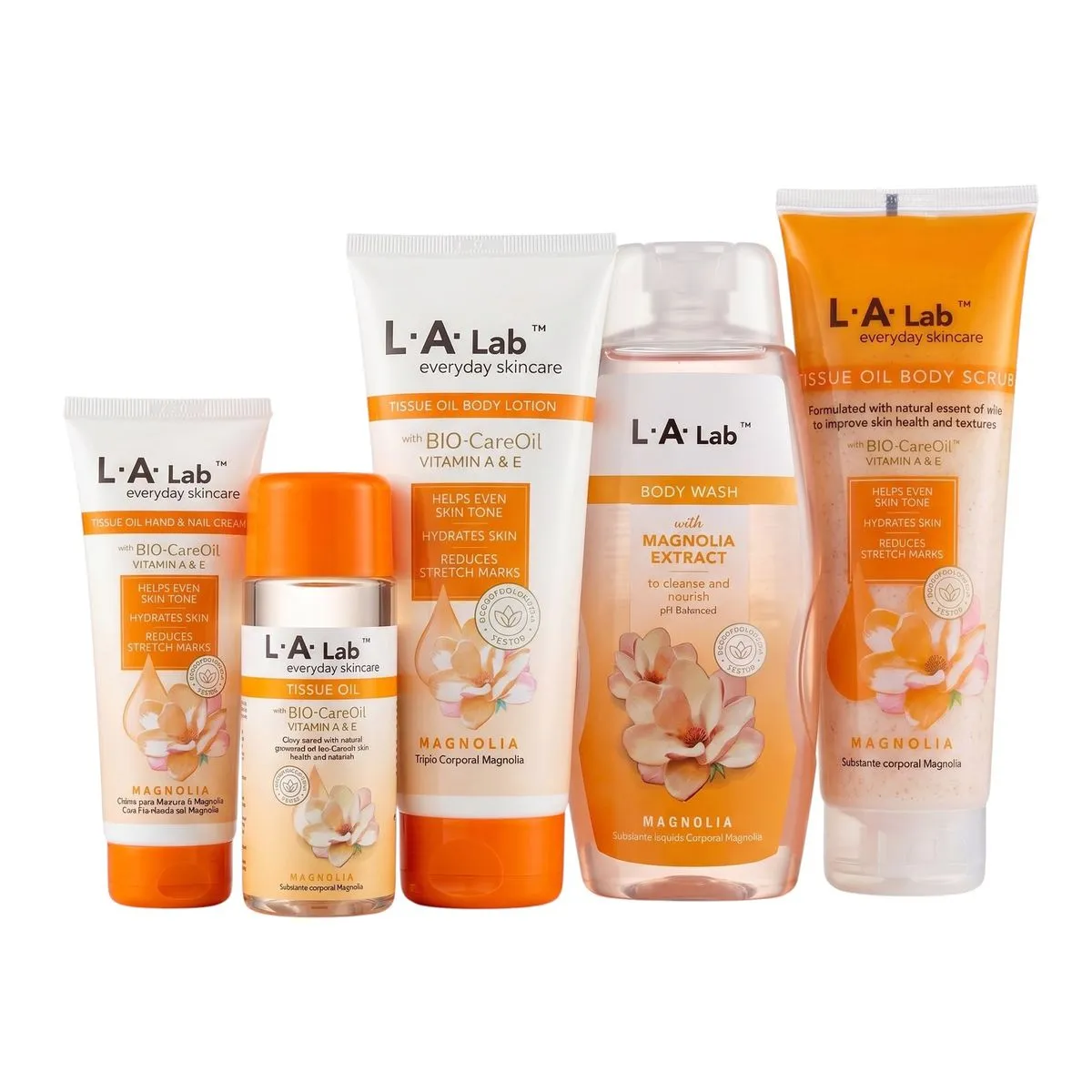 L.A Lab Magnolia Tissue Oil Skincare Set - 5 Piece Body Care Hamper