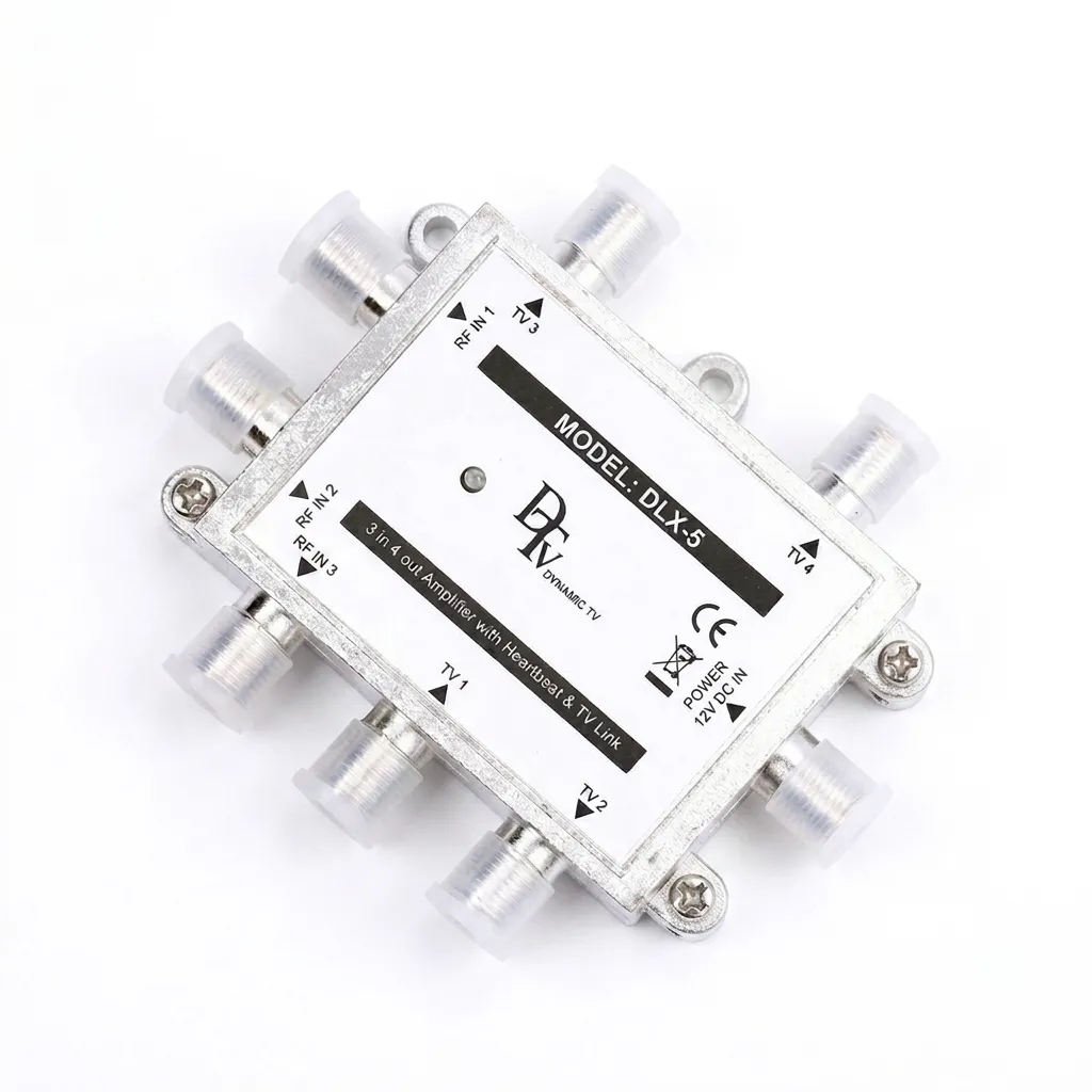 IJAM TV Link Amplifier RF Signal Booster with 3 Inputs 4 Outputs