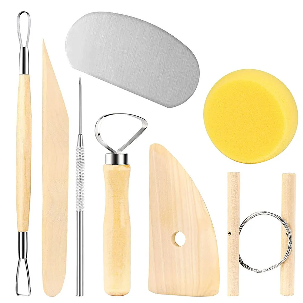 8 Pieces/Set DIY Wooden Pottery Sculpting Clay Cleaning Tool Set