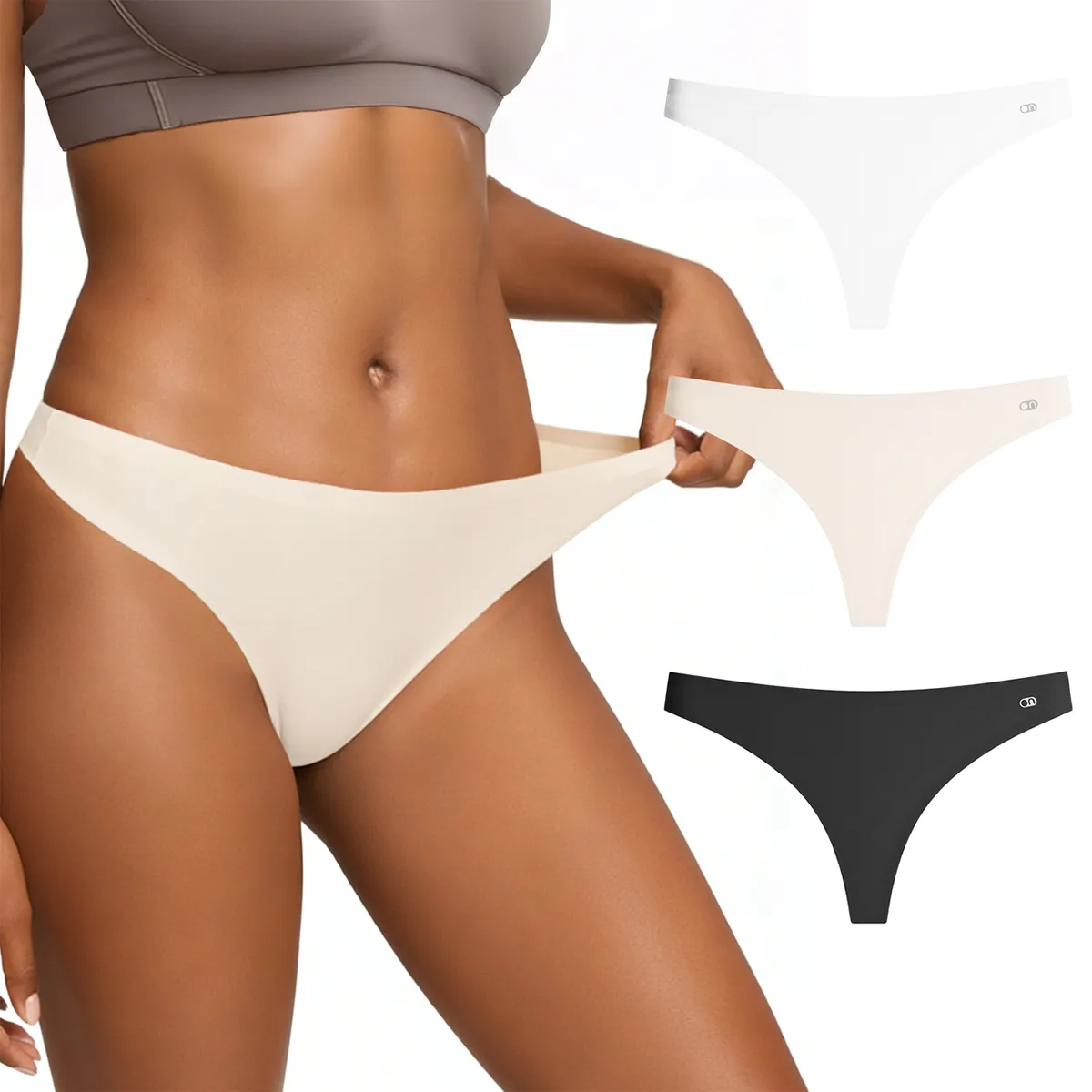 Lekkon Women Thongs Panties Classic Microfiber Silky Underwear 3/6 Pack - L (3pack)