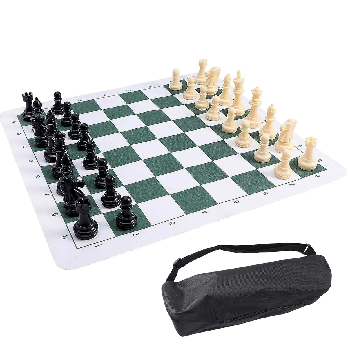 20" Portable Chess Checkers Set, Outdoor Chess Set, Travel Board Games - Green