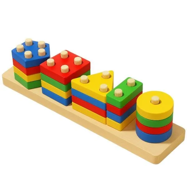 Educational and Fun Geometric Shape Sorting and Stacking Toy - Multicolour