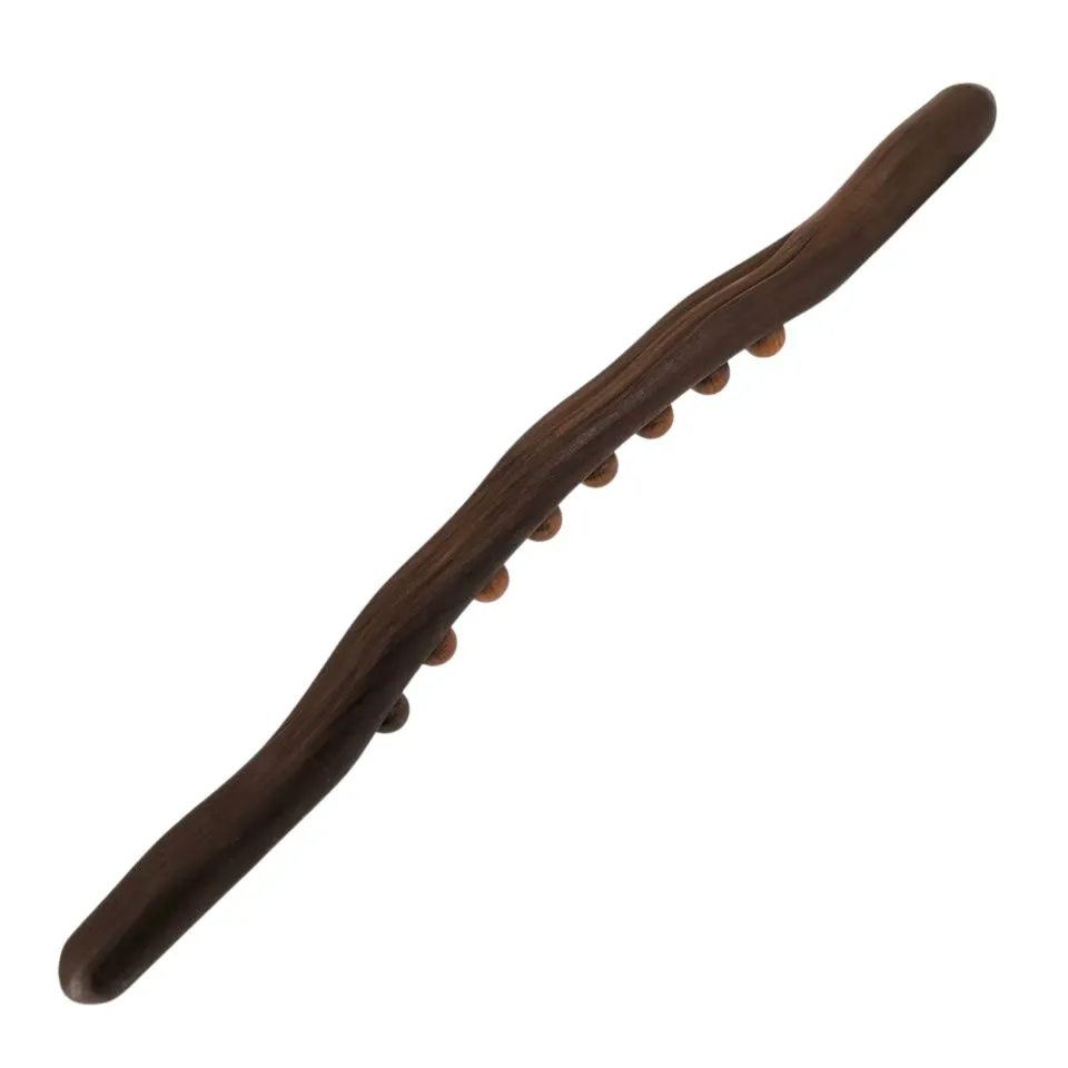Carbonized 8bead Guasha Stick and Tendon Massage for Whole Body - Dark brown
