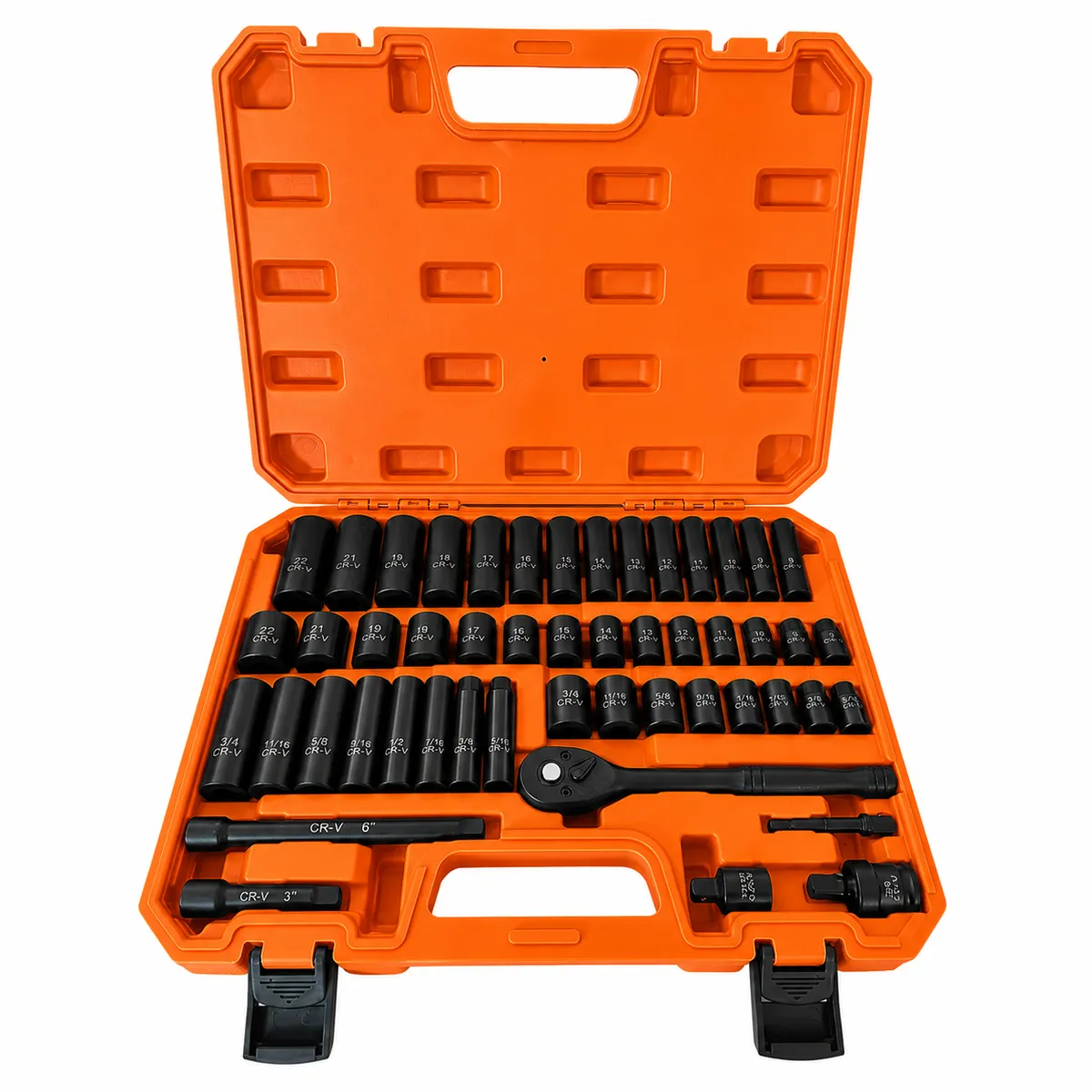 50-Piece Deep Impact Socket Set w Extensins, Ratch Handle, Universal Joint