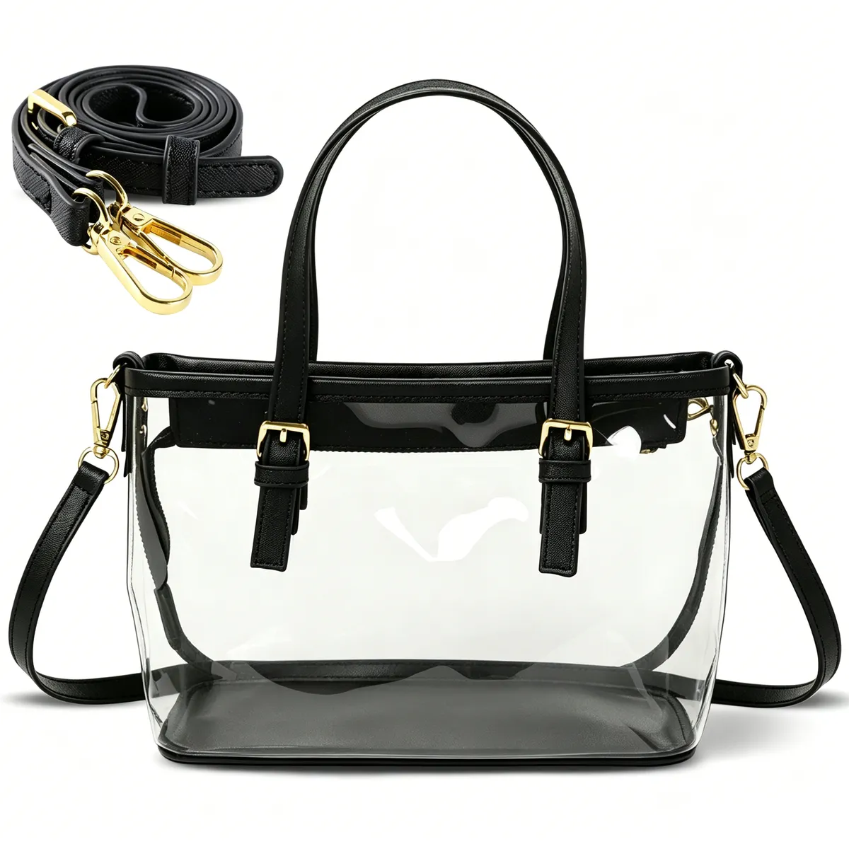 Clear Bag for Stadium Events, Stadium Approved Clear Crossbody Bag - Black
