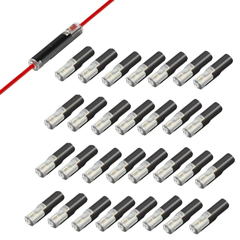 30 Universal Black Quick-Connect Terminals | Plug-And-Play No-Strip Wire