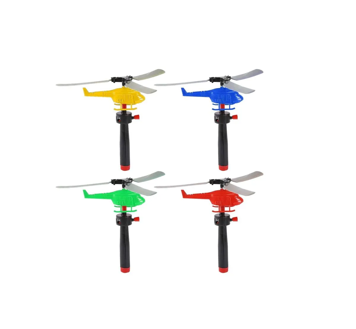 Boss Toys 4 x Durable, lightweight SkySpinner Pull-String Helicopter Toy