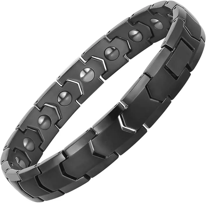 Magnetic Hematite Bracelets, Balance Energy Bracelet with Adjustment Tool - Black
