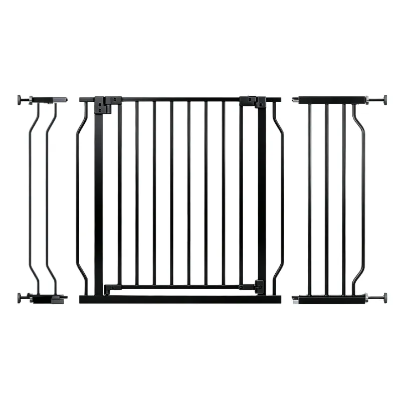 Safety Gate Auto Lock Baby Pet Dog Barrier Adjustable 75-123cm - Black