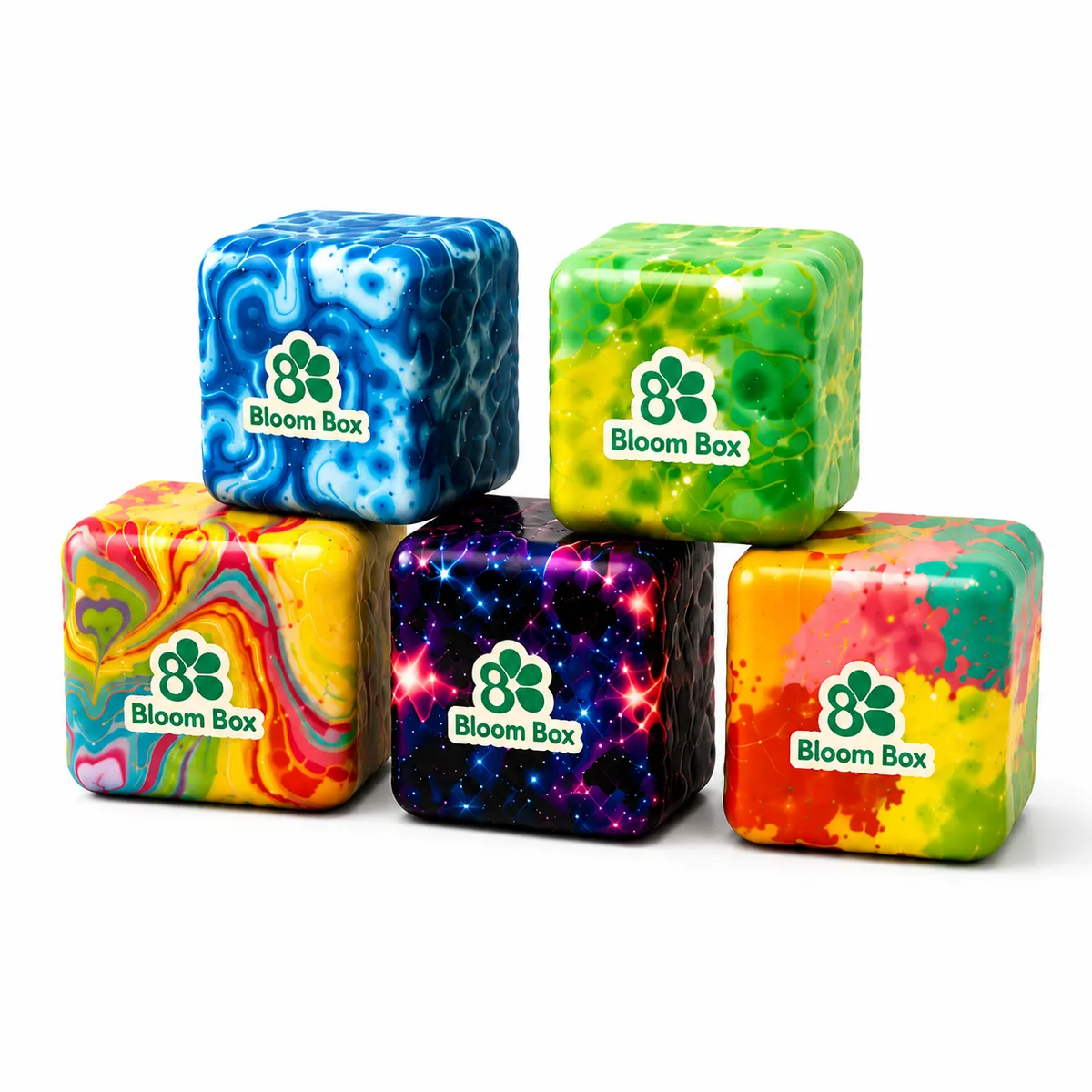 Bloom Box DreamFlow Cube Series,5Pcs Cheese Squishy Stress Relief FidgetToy