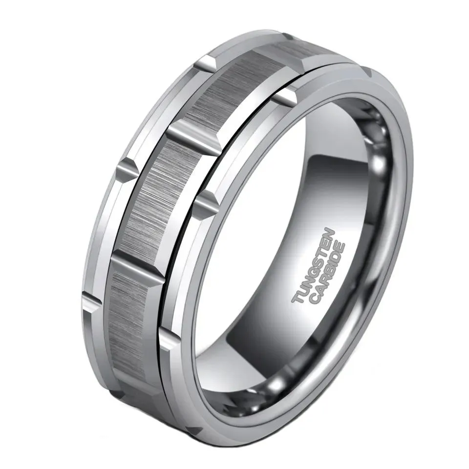 Half -bond Pattern Tungsten Carbide Ring