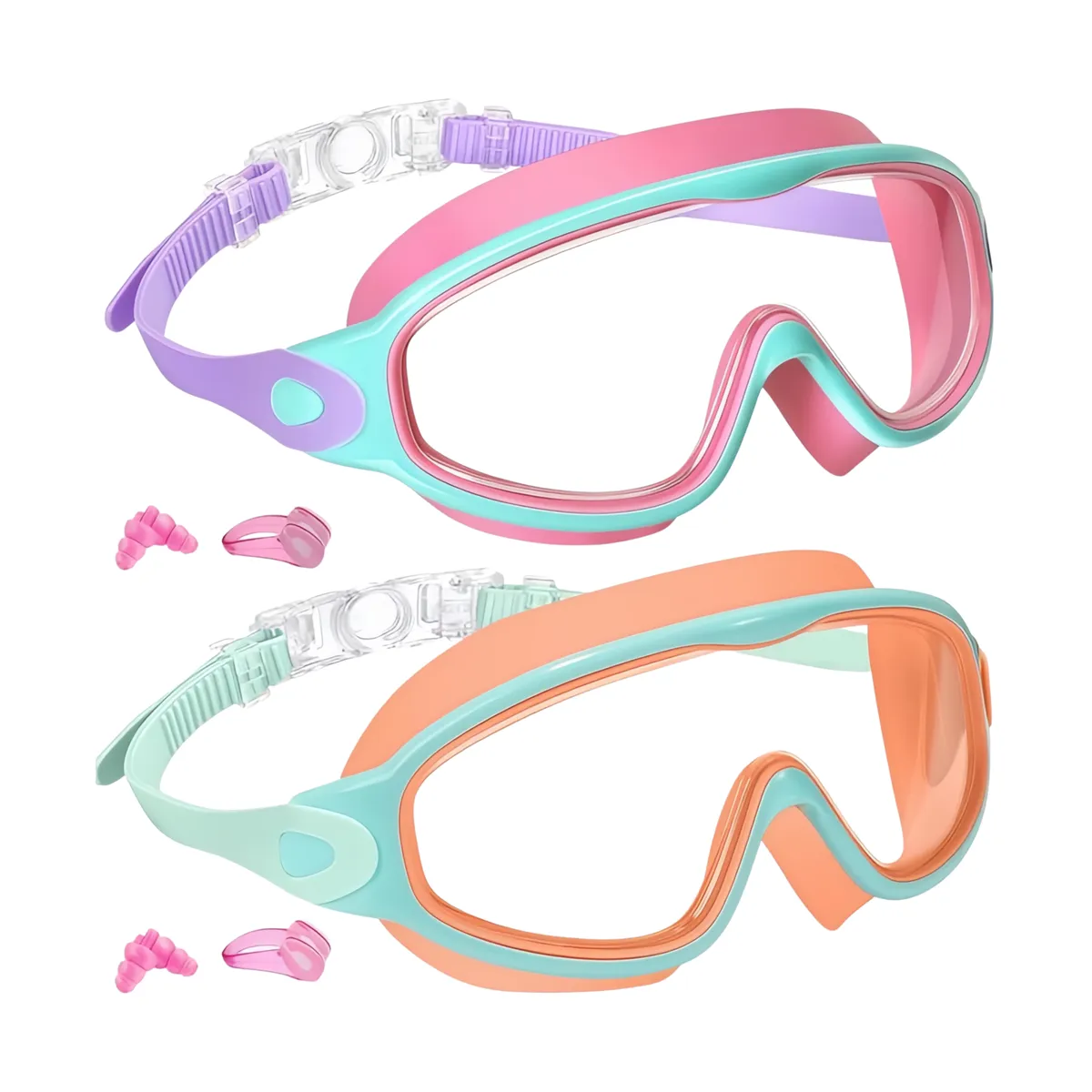 CaseMe 2 Pack Kids Swim Goggles, Anti-Fog Uv Protection No Leak