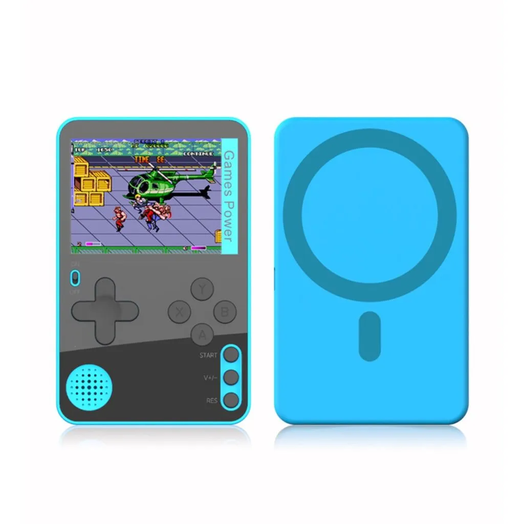 Mini Video Game Console with Magnetic Suction Cup Built-in 500 Classic Game - Blue, Black