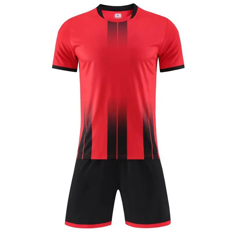Soccer Tracksuit Kit - Football Jersey T-Shirt and Shorts - Red/Black