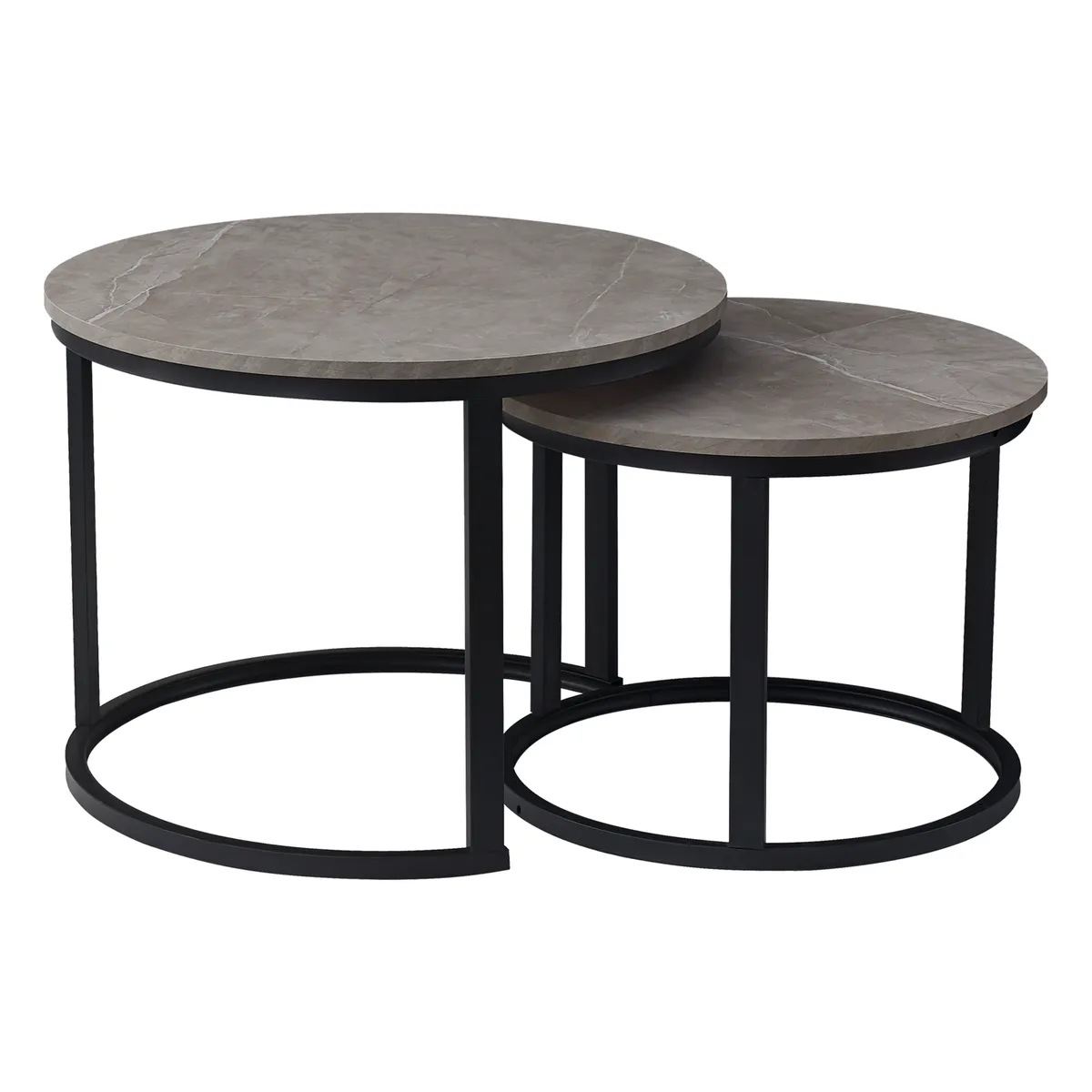 Everfurn Extra Large Indus Nesting Coffee Tables - Marble Grey (2-Piece) - Ash Grey