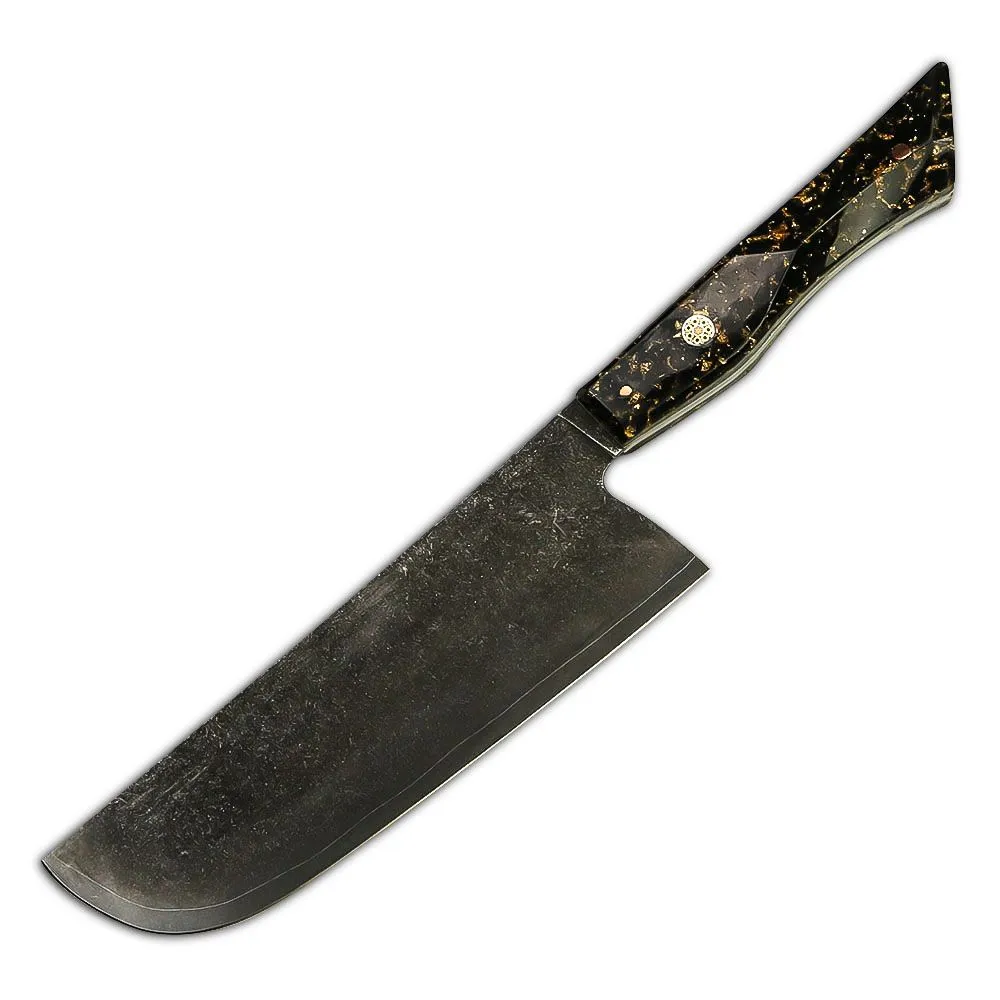 Lifespace 8" Japanese VG10 Clad Steel Kurouchi Nakiri Knife w/ Resin Handle